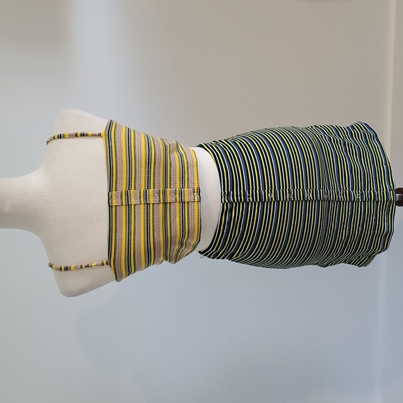 Olivaceous Dresses & Skirts - Olivaceous ribbed Striped skirt and cropped top. blues & yellow sizeL NWT